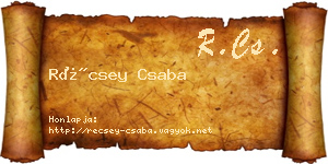 Récsey Csaba névjegykártya